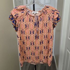 Rose & Olive 100% Rayon Paisley Tassel Blouse
